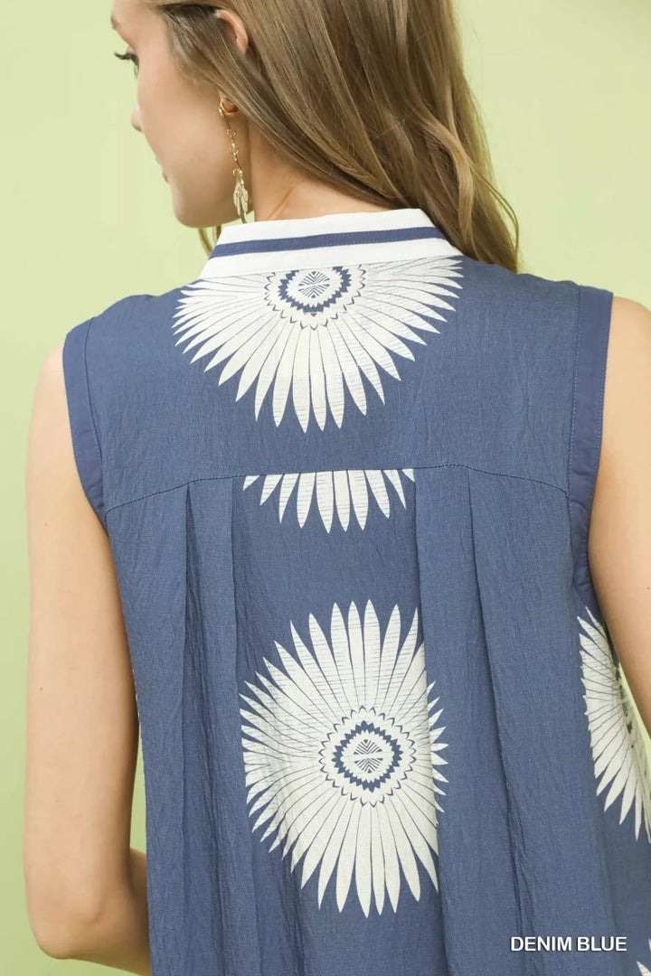 Umgee Sleeveless Geometric Midi Dress - AMVIM