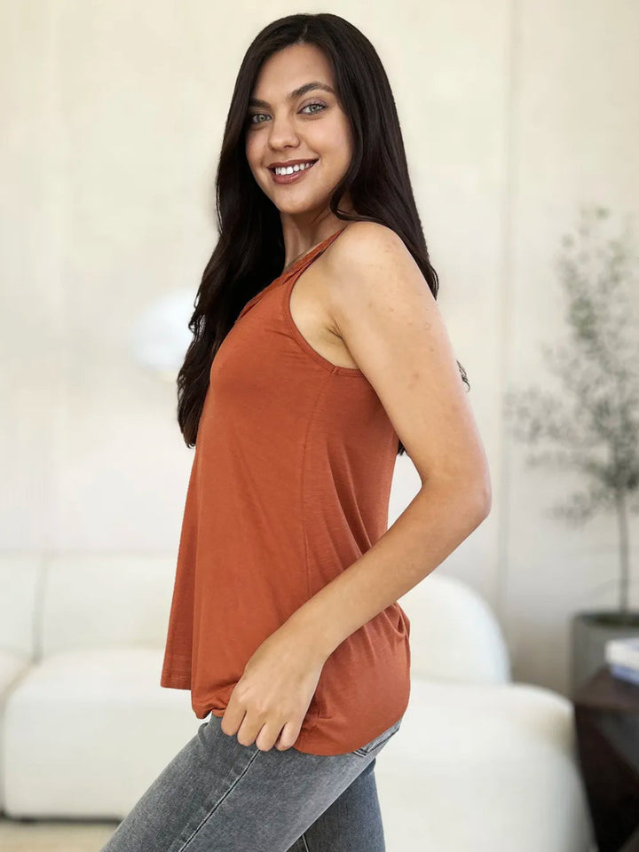 V - Neck Lace Trim Tank Top For Layered Everyday Wear - AMVIM