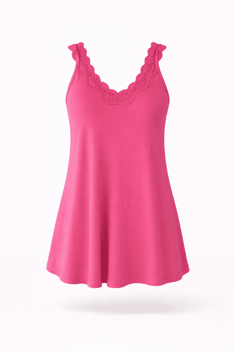 V - Neck Lace Trim Tank Top For Layered Everyday Wear - AMVIM