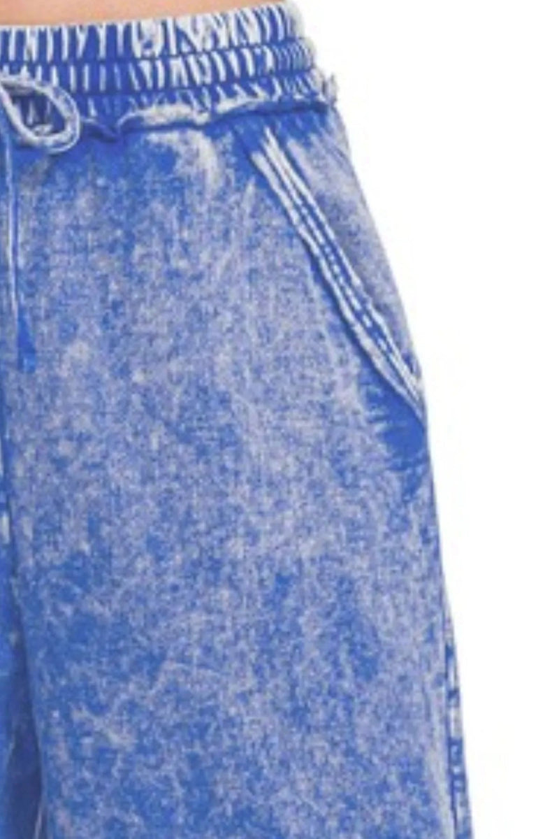 Washed French Terry Palazzo Pants with Pockets – Relaxed Fit - AMVIM