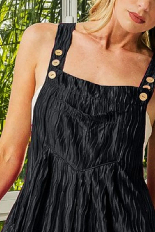 Wave Pleated Wide - Leg Shortalls for Women - AMVIM