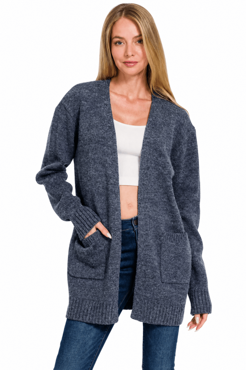 Women's Acrylic Knit Cardigan – Relaxed Fit - AMVIM