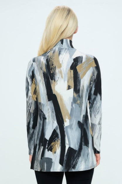 Women's Bns Print Fitted Mock Neck Top Lightweight - AMVIM