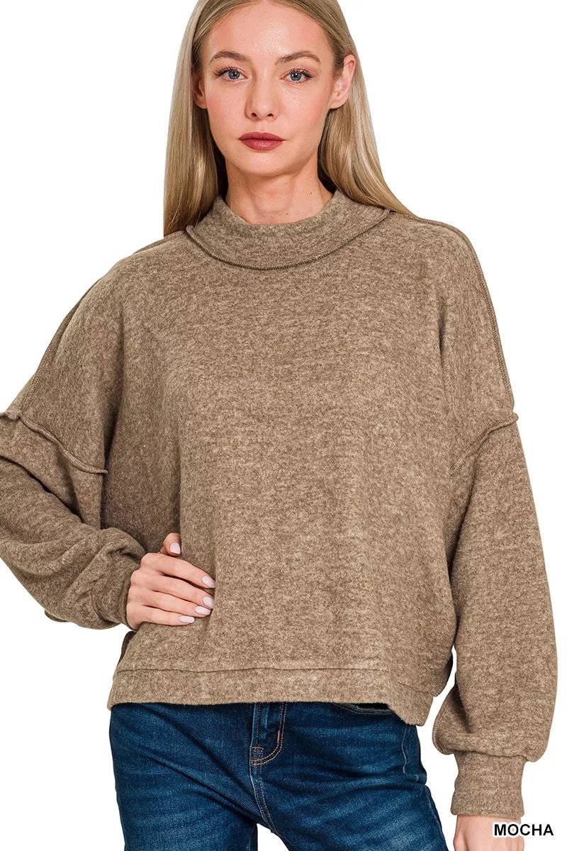 Women's Brushed Melange Hacci Sweater – Cropped Fit - AMVIM