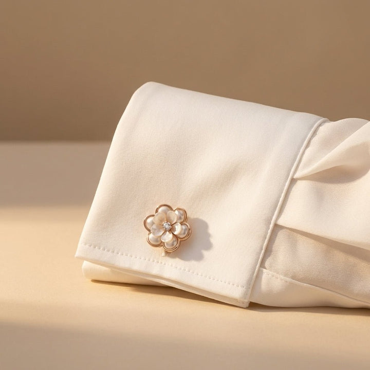 Women’s Camellia Flower Pearl Cufflinks – Elegant Accessory - AMVIM