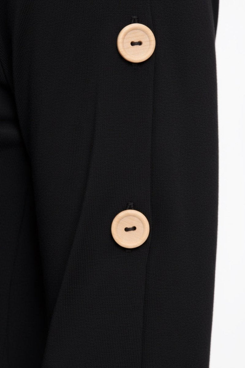 Women's Casual Button Sleeve Top with Round Neckline - AMVIM