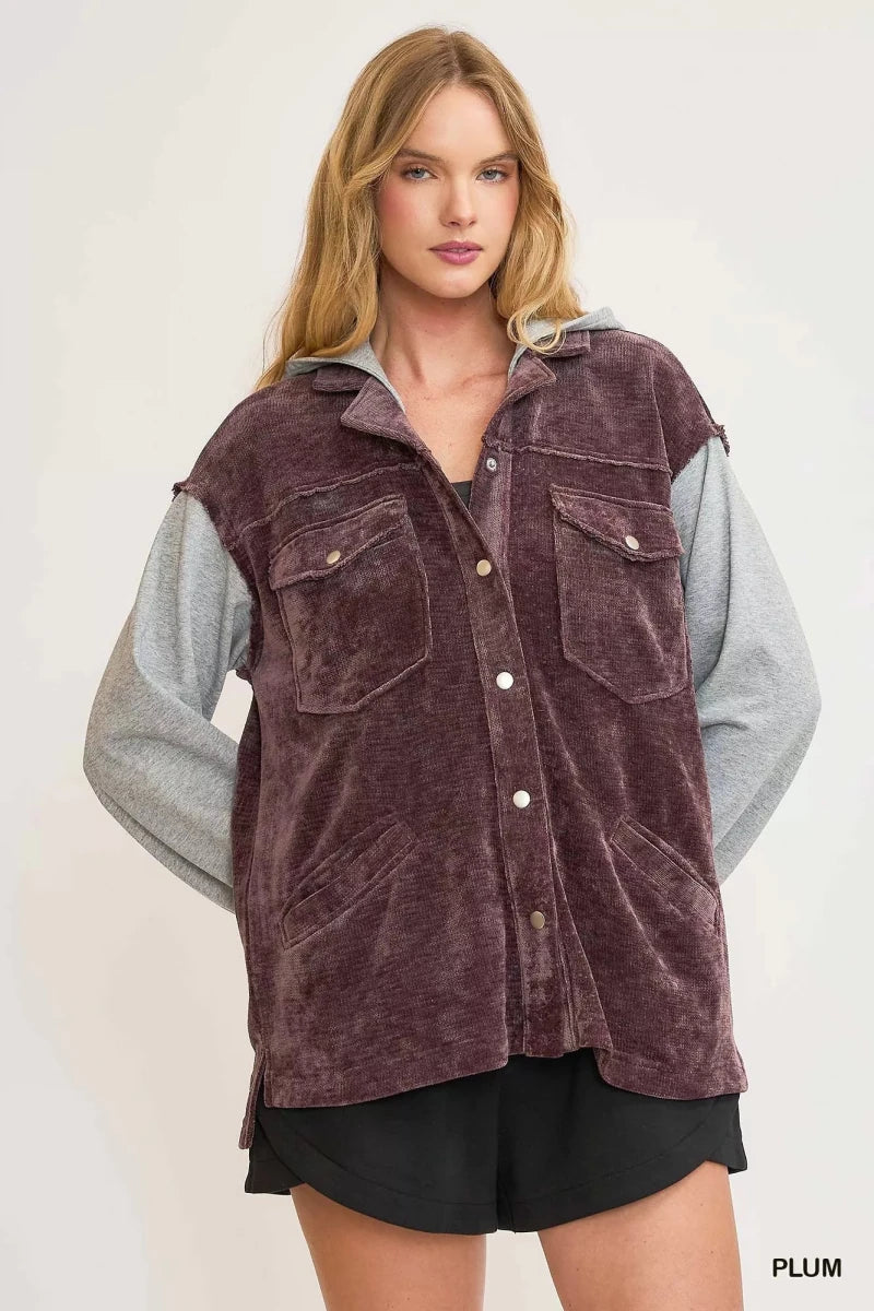 Women's Chenille Hooded Jacket – Relaxed Fit - AMVIM