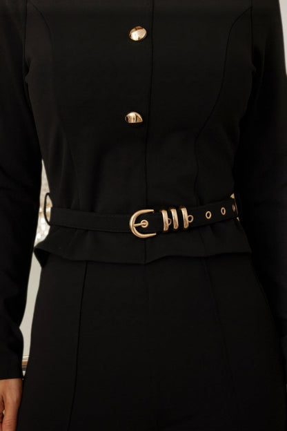 Women's Classy Belted Business Casual Jumpsuit V - Neck - AMVIM