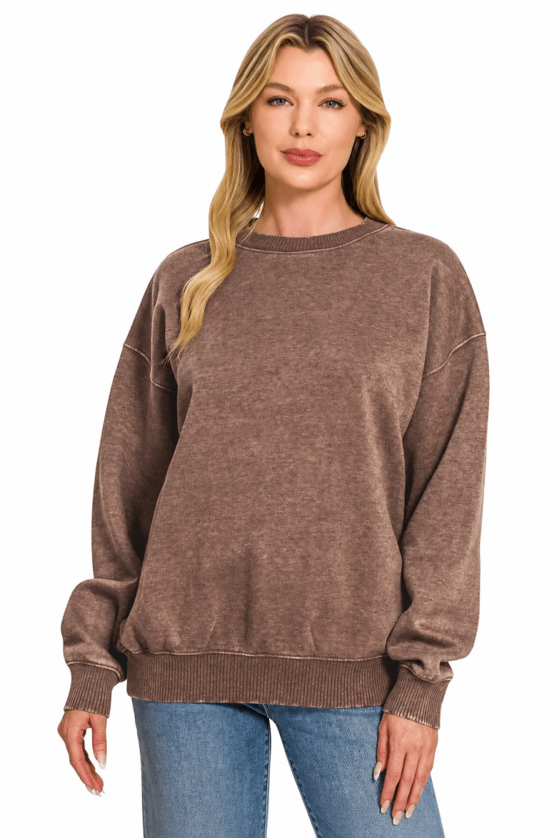 Women's Cotton Blend Sweatshirt – Regular Fit Round Neck - AMVIM