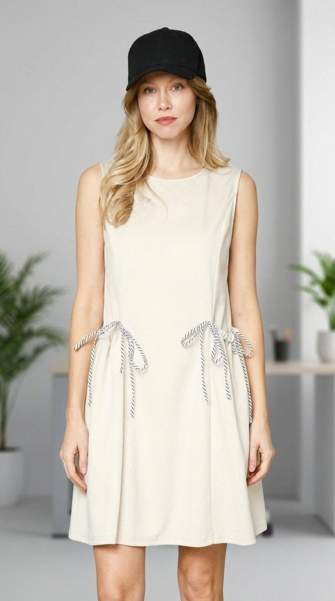 Women's Cotton Blend Tank Dress – Round Neck, Relaxed Fit - AMVIM