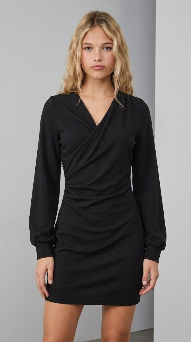 Women's Cotton Bodycon Mini Dress – Ruched Detail - AMVIM