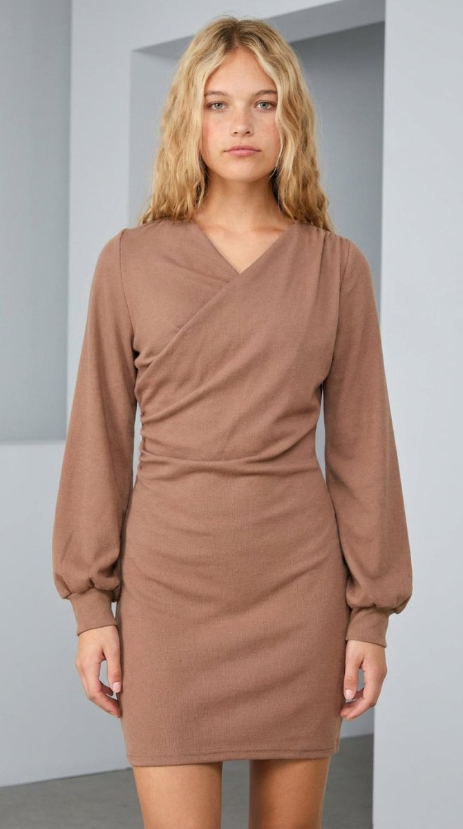 Women's Cotton Bodycon Mini Dress – Ruched Detail Fit – AMVIM