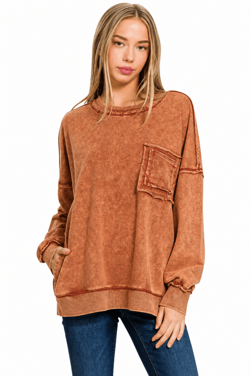 Women's Cotton Sweatshirt – Relaxed Fit with Front Pocket - AMVIM