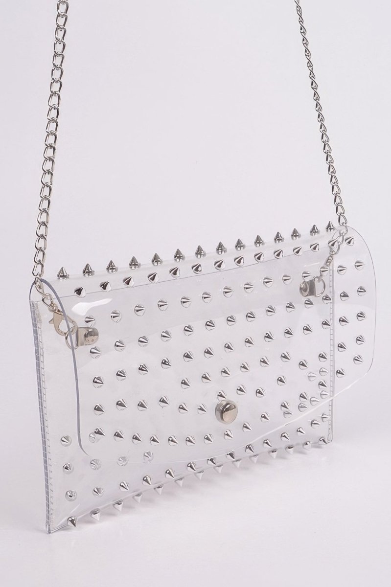 Women's Crystal Embellished Clear Clutch Crossbody Bag - AMVIM