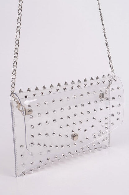Women's Crystal Embellished Clear Clutch Crossbody Bag - AMVIM