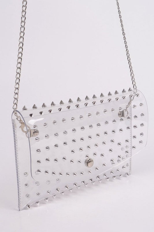 Women's Crystal Embellished Clear Clutch Crossbody Bag - AMVIM