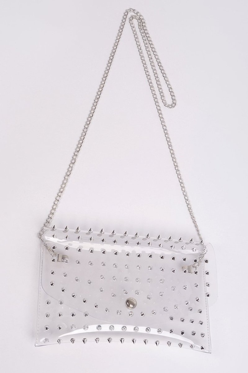 Women's Crystal Embellished Clear Clutch Crossbody Bag - AMVIM