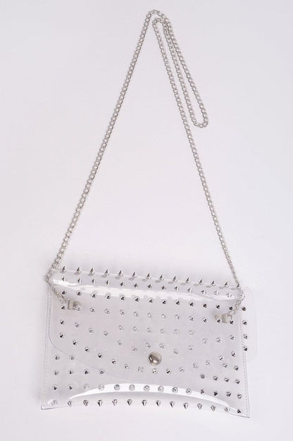 Women's Crystal Embellished Clear Clutch Crossbody Bag - AMVIM