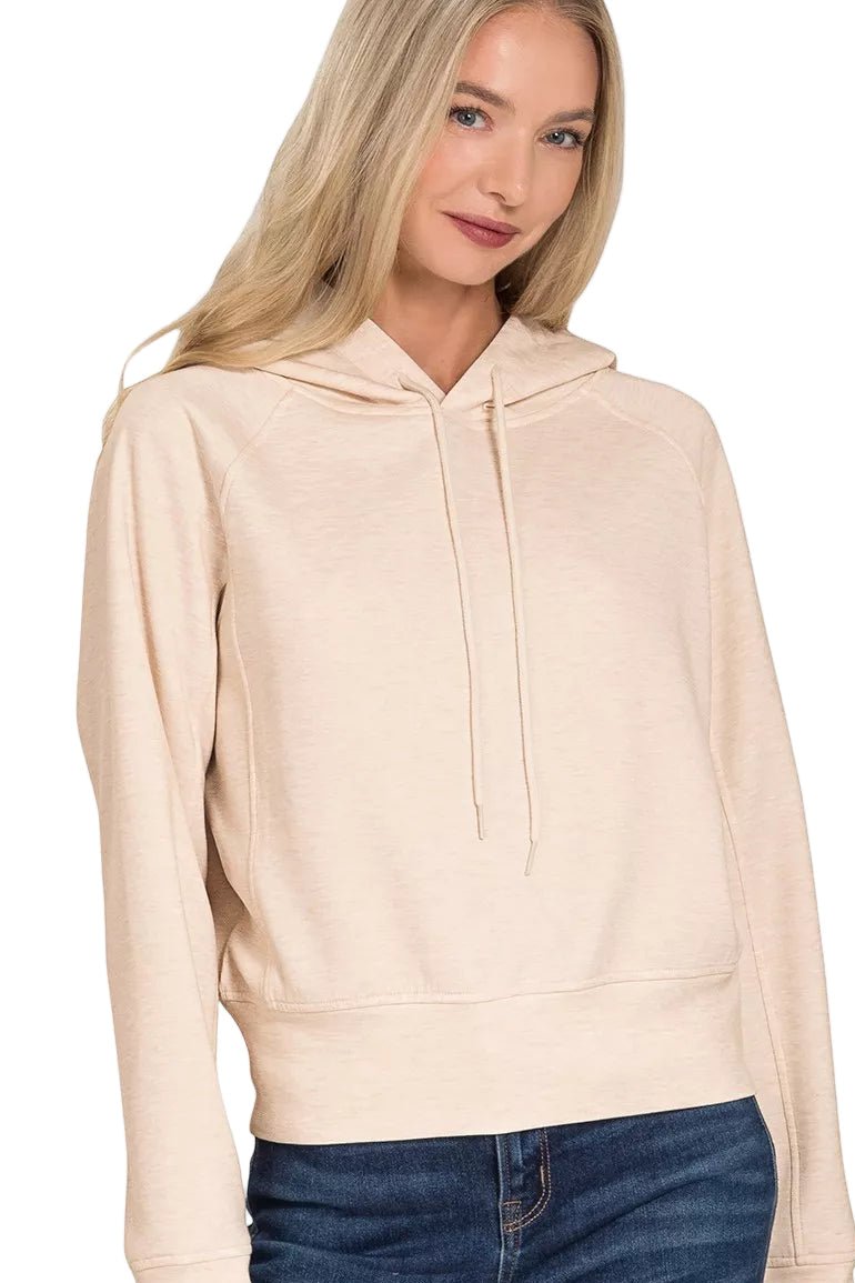 Women's Drawstring Lightweight Scuba Hoodie Jacket - AMVIM