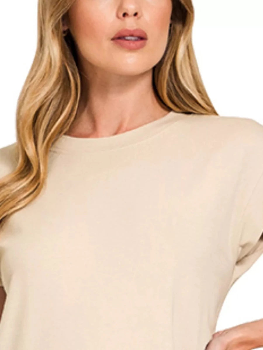 Womens Elegant Round Neck Side Slit Midi Dress - AMVIM