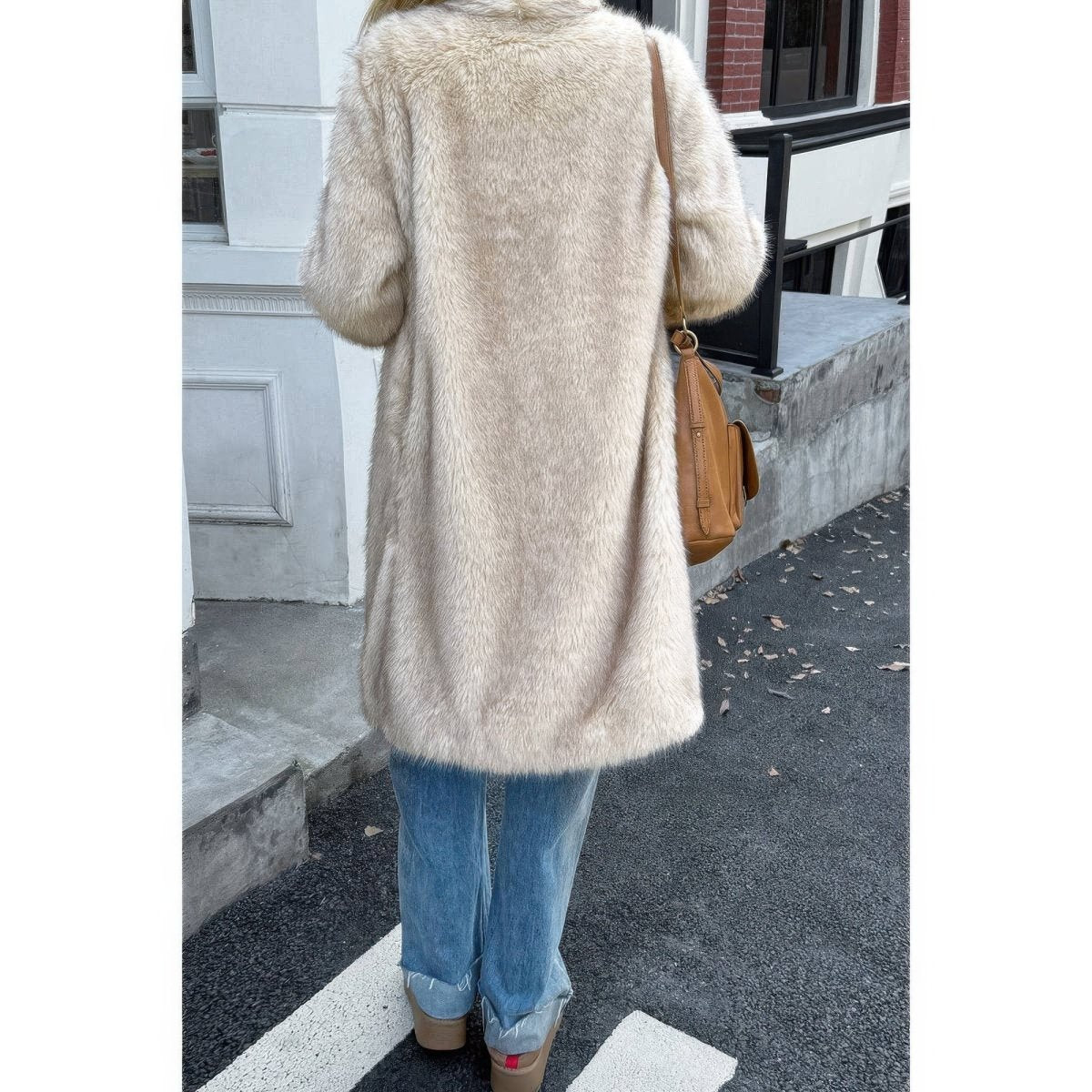 Women's Faux Fur Longline Shaggy Fluffy Winter Coat - AMVIM