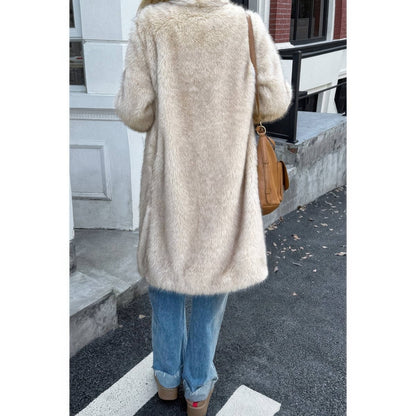 Women's Faux Fur Longline Shaggy Fluffy Winter Coat - AMVIM