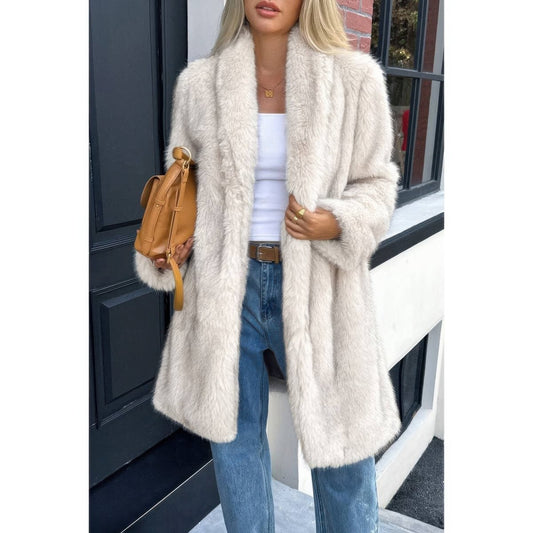 Women's Faux Fur Longline Shaggy Fluffy Winter Coat - AMVIM