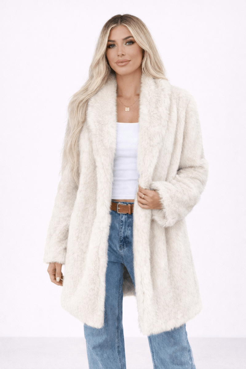 Women's Faux Fur Longline Shaggy Fluffy Winter Coat - AMVIM