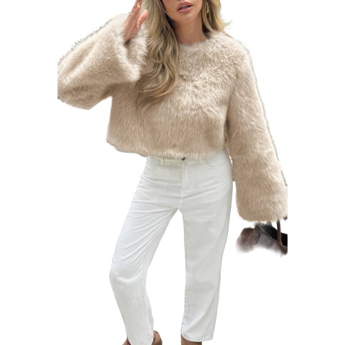 Women's Faux Fur Quarter - Zip Pullover Coat - AMVIM