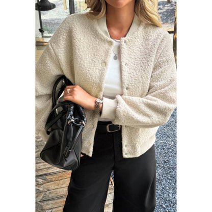 Women's Faux Sherpa Fuzzy Teddy Bomber Jacket Warm - AMVIM