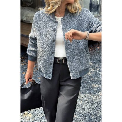 Women's Faux Sherpa Fuzzy Teddy Bomber Jacket Warm - AMVIM