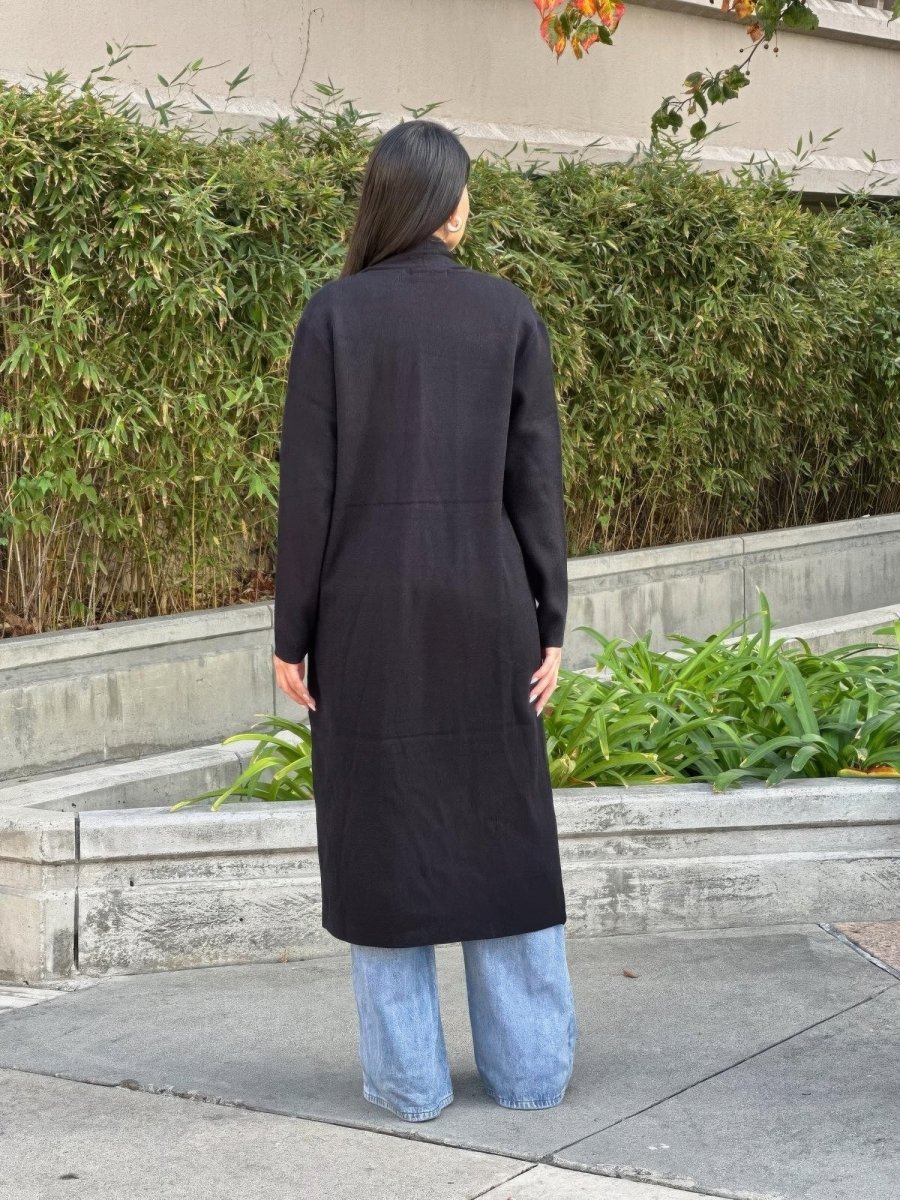 Women's Fine Knit Lightweight Midi Cardigan with Pockets - AMVIM