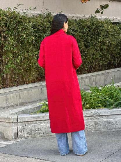 Women's Fine Knit Lightweight Midi Cardigan with Pockets - AMVIM