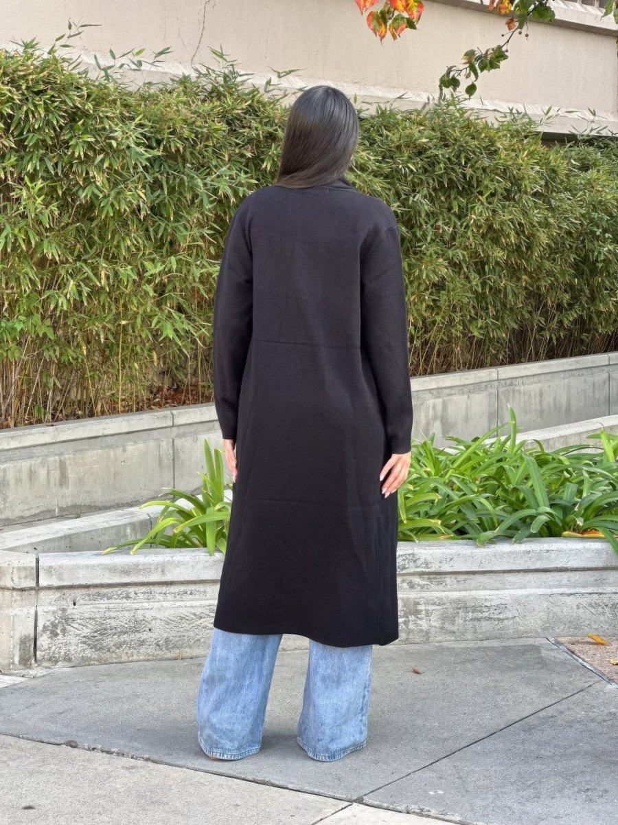 Women's Fine Knit Lightweight Midi Cardigan with Pockets - AMVIM