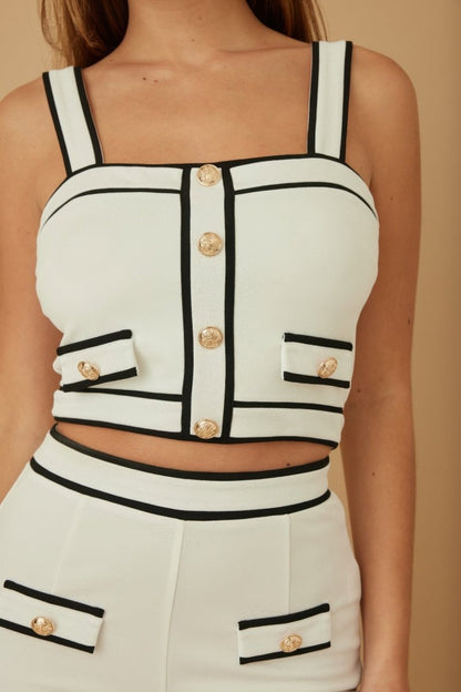 Women’s Fitted Contrast Two Piece Set – Long Sleeve & Skirt - AMVIM