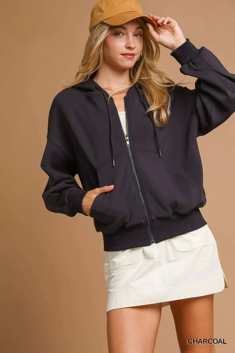 Women's Fleece Zip-Up Jacket – Relaxed Fit - AMVIM