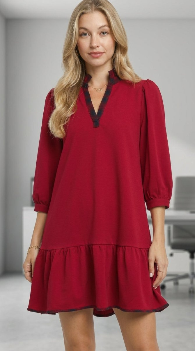 Women's French Terry Dress with Ruffle Hem – Relaxed Fit - AMVIM