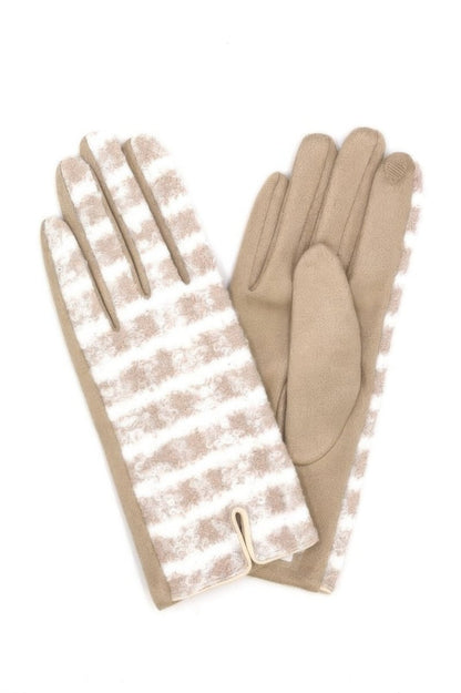 Women's Fuzzy Check Touchscreen Winter Plaid Gloves - AMVIM