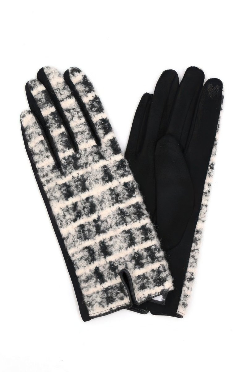 Women's Fuzzy Check Touchscreen Winter Plaid Gloves - AMVIM
