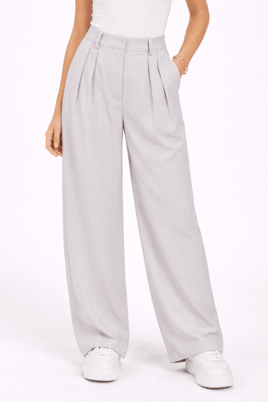 Women's High Rise Pintuck Detail Pants with Pockets - AMVIM