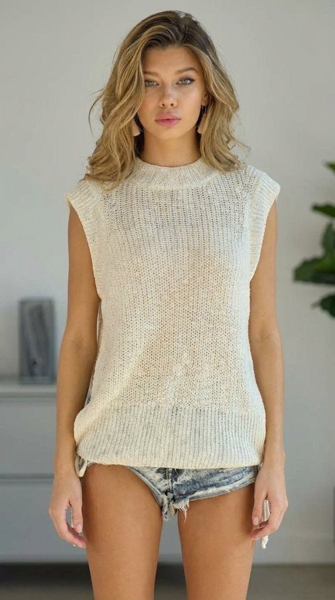 Women's Knit Tank Top – Tied Open Side Detail - AMVIM
