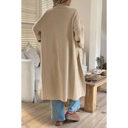 Women's Long Open Front Knit Cardigan with Relaxed Fit - AMVIM