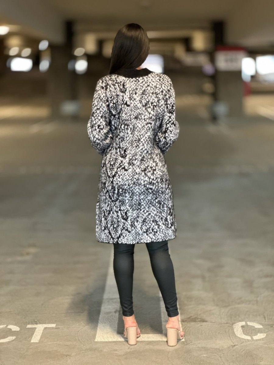 Snake Print Longline Cardigan - Button-Down Long Sleeve Women&