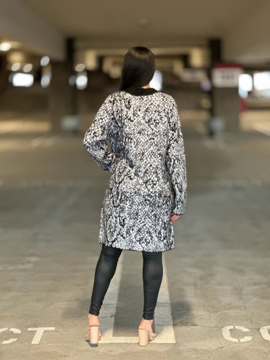 Snake Print Longline Cardigan - Button-Down Long Sleeve Women&