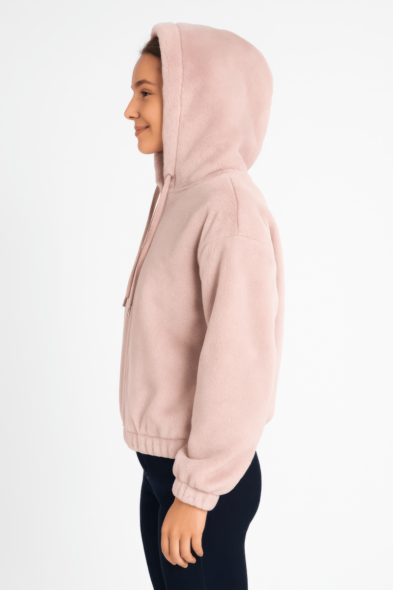 Women’s Plush Zip - Up Hooded Jacket with Drawstring - AMVIM