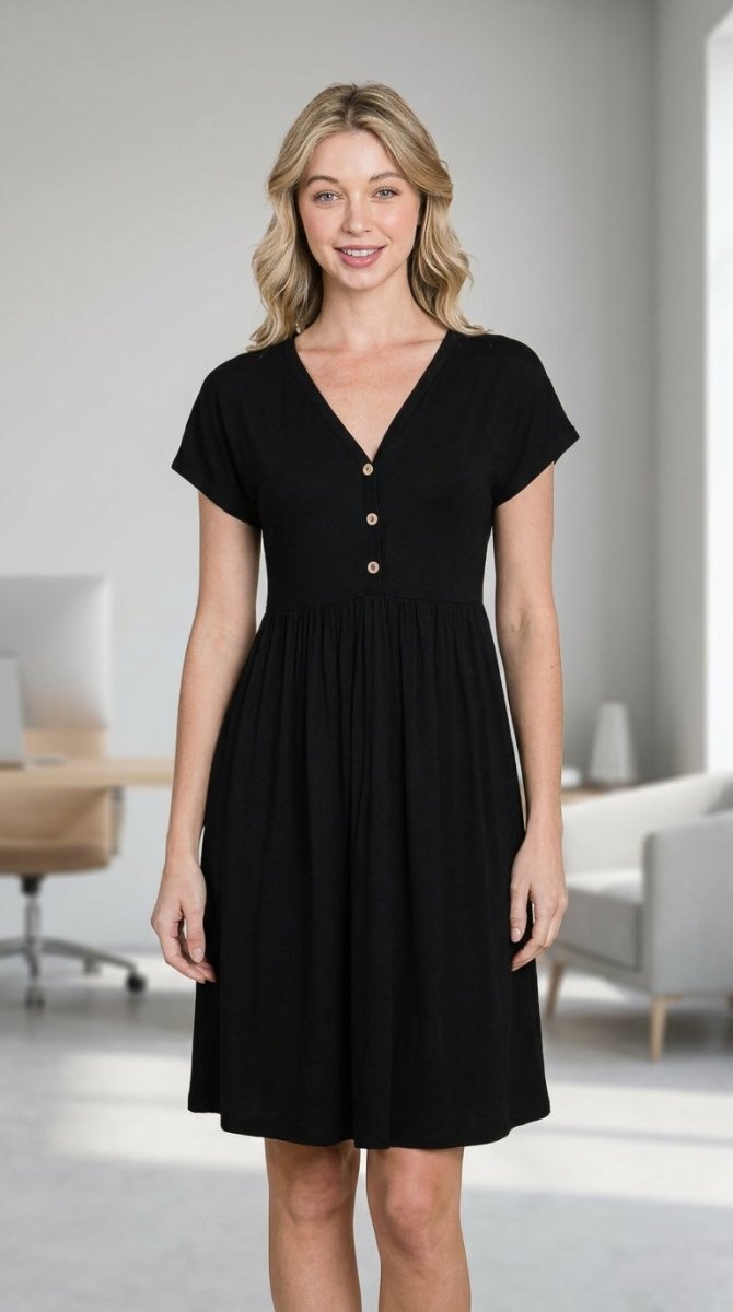 Women's Polyester Spandex Dress – V - Neck Slim Fit - AMVIM