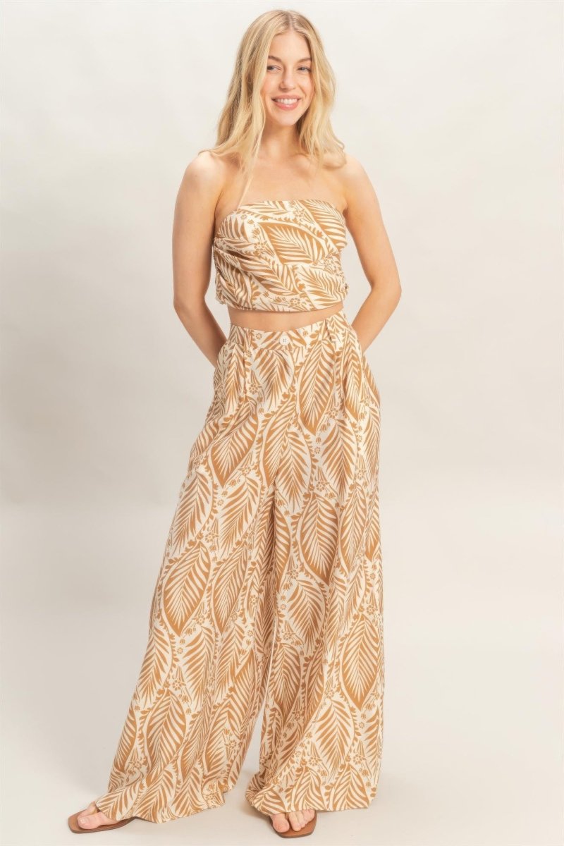Women's Printed Strapless Top & Pant Set – Tailored Fit - AMVIM
