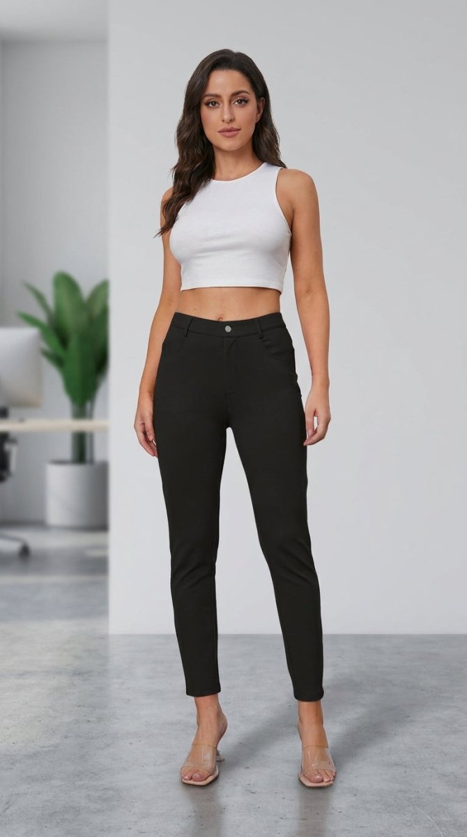 Women's Rayon Blend Pants – Slim Fit - AMVIM