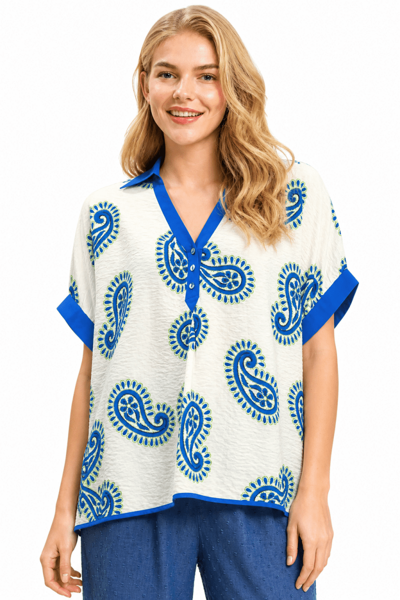 Women's Rayon Nylon Blouse – V-Neck Casual - AMVIM