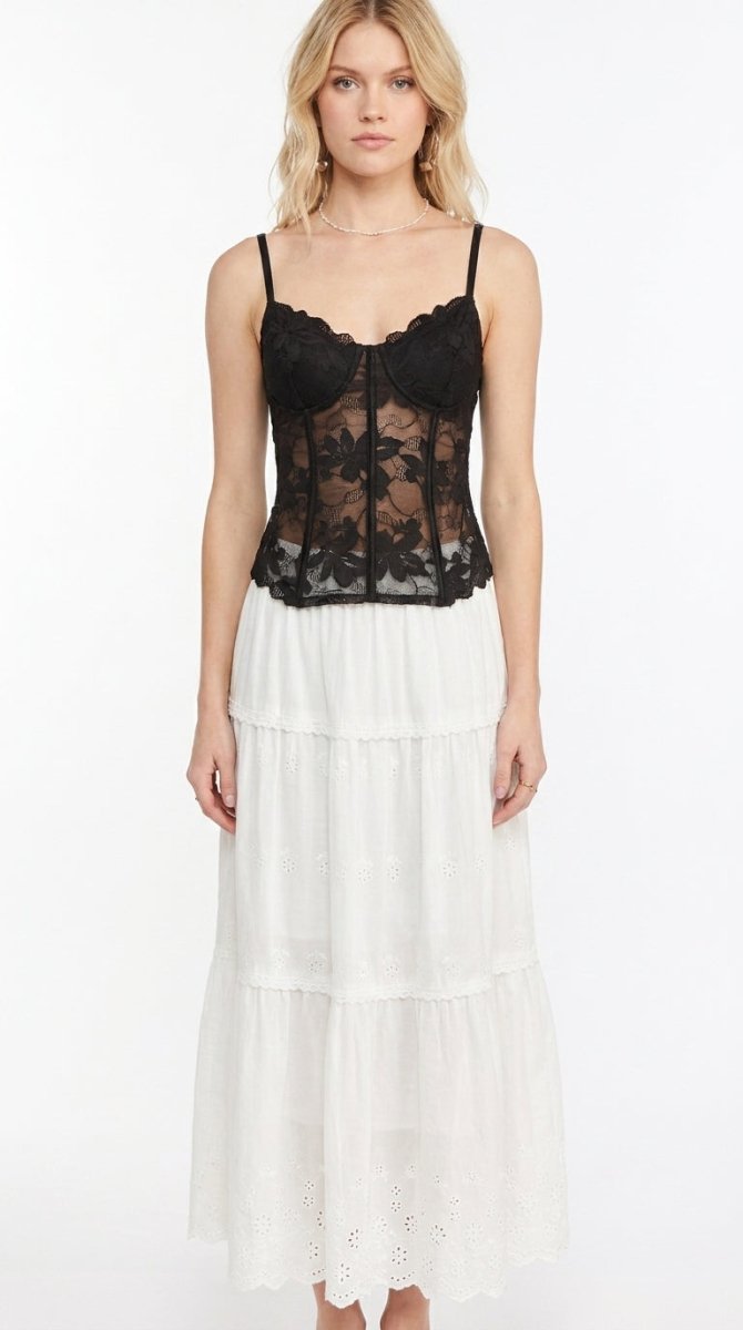Women's Rhinestone Accent Lace Bralette Top - AMVIM